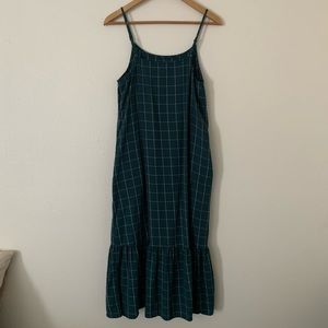 A New Day | Emerald Green and White Autumn Plaid MIDI Tank Top Dress
